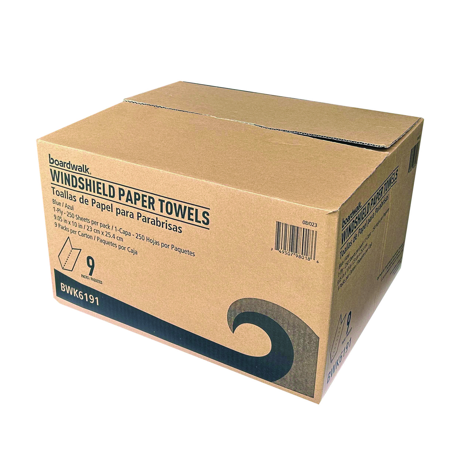 Boardwalk® Windshield Paper Towels, 9.13 x 10.25, Blue, 250/Pack, 9