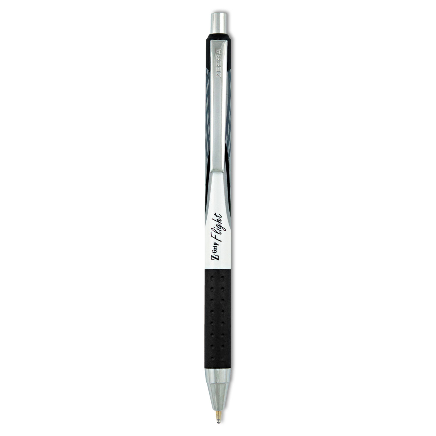 Zebra ZGrip Flight Retractable Ballpoint Pen, 1.2mm, Black Ink, White