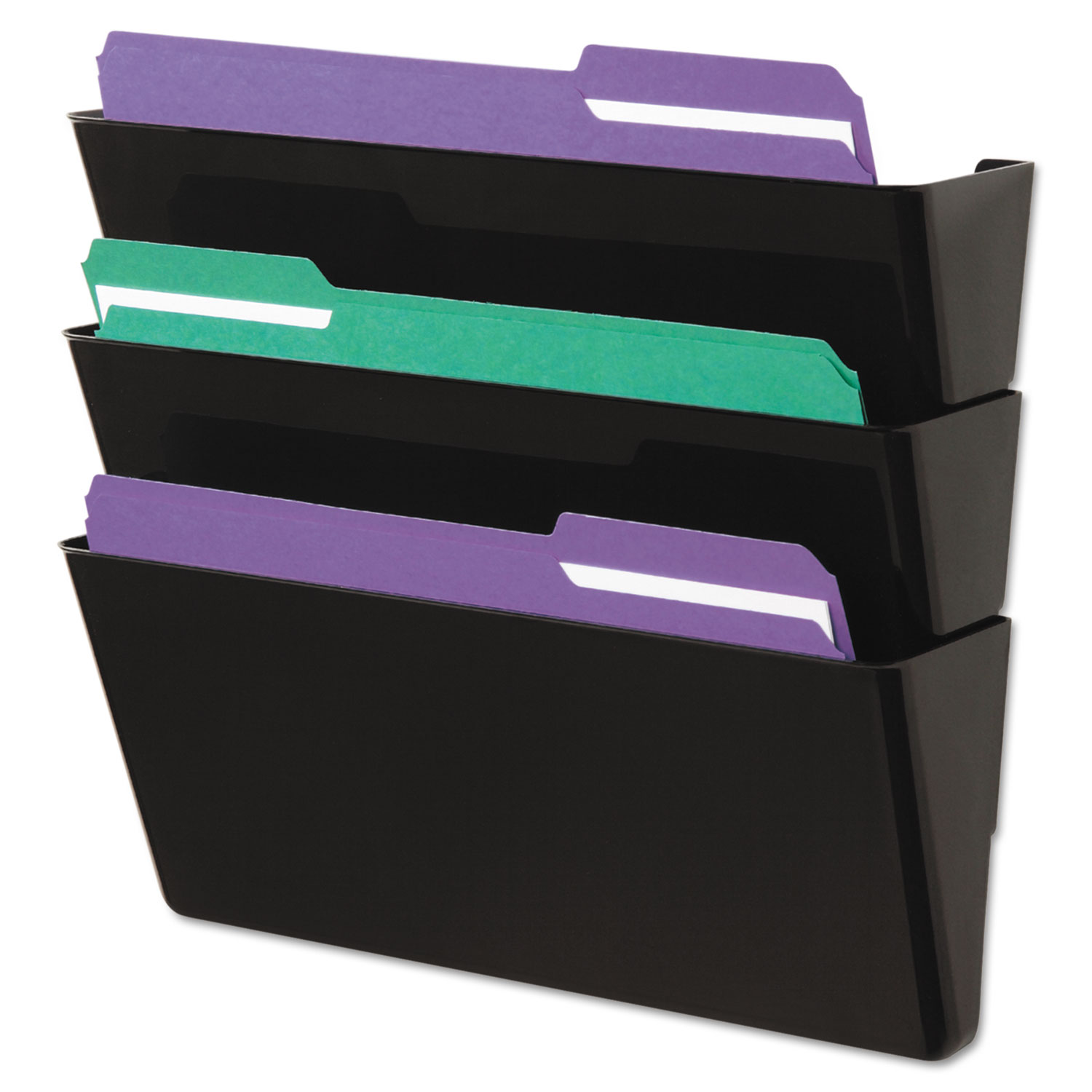 Universal® Recycled Wall File, Three Pocket, Plastic, Black National Everything Wholesale