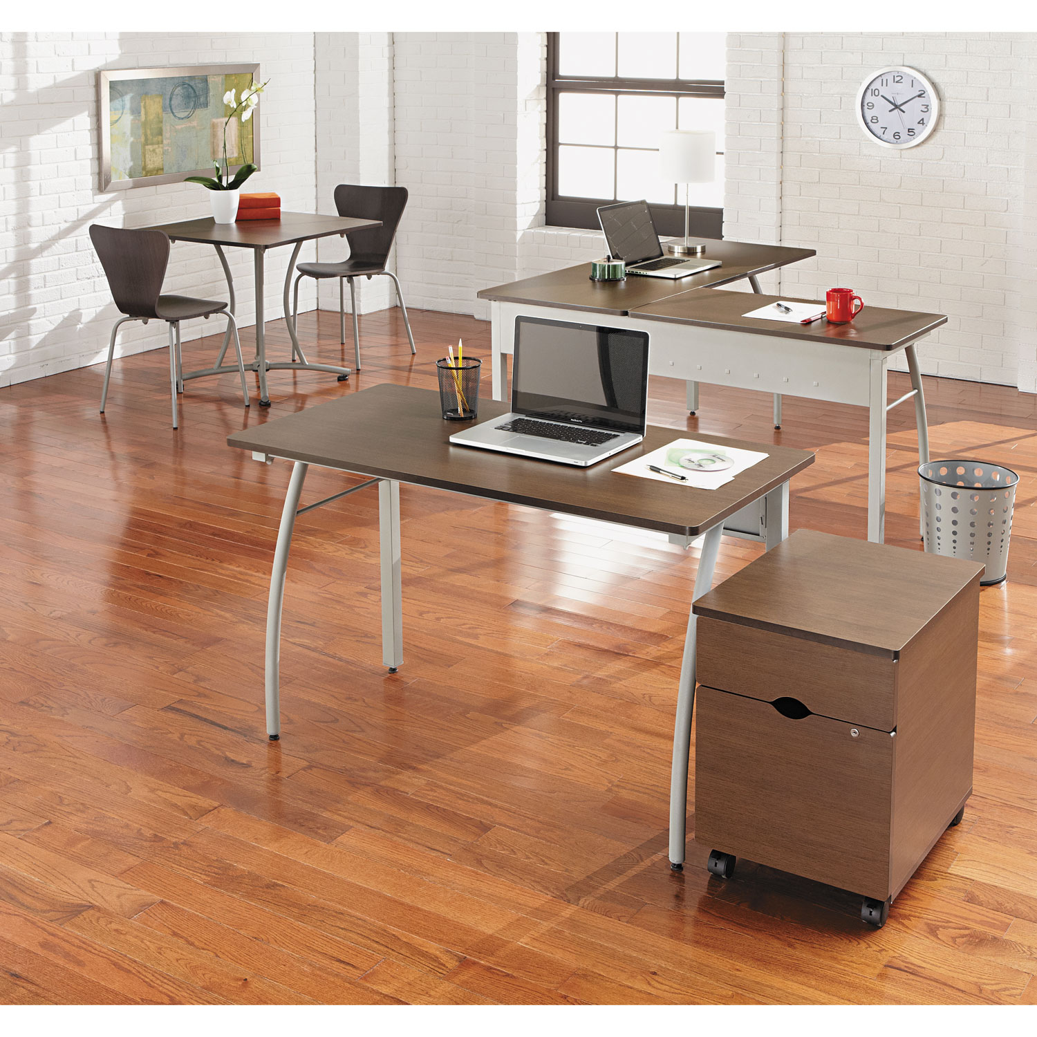 Linea Italia Trento Line L Shaped Desk Mocha Linea Italia&reg; Trento Line LShaped Desk, 591/8w x 591/8d x 291/2h