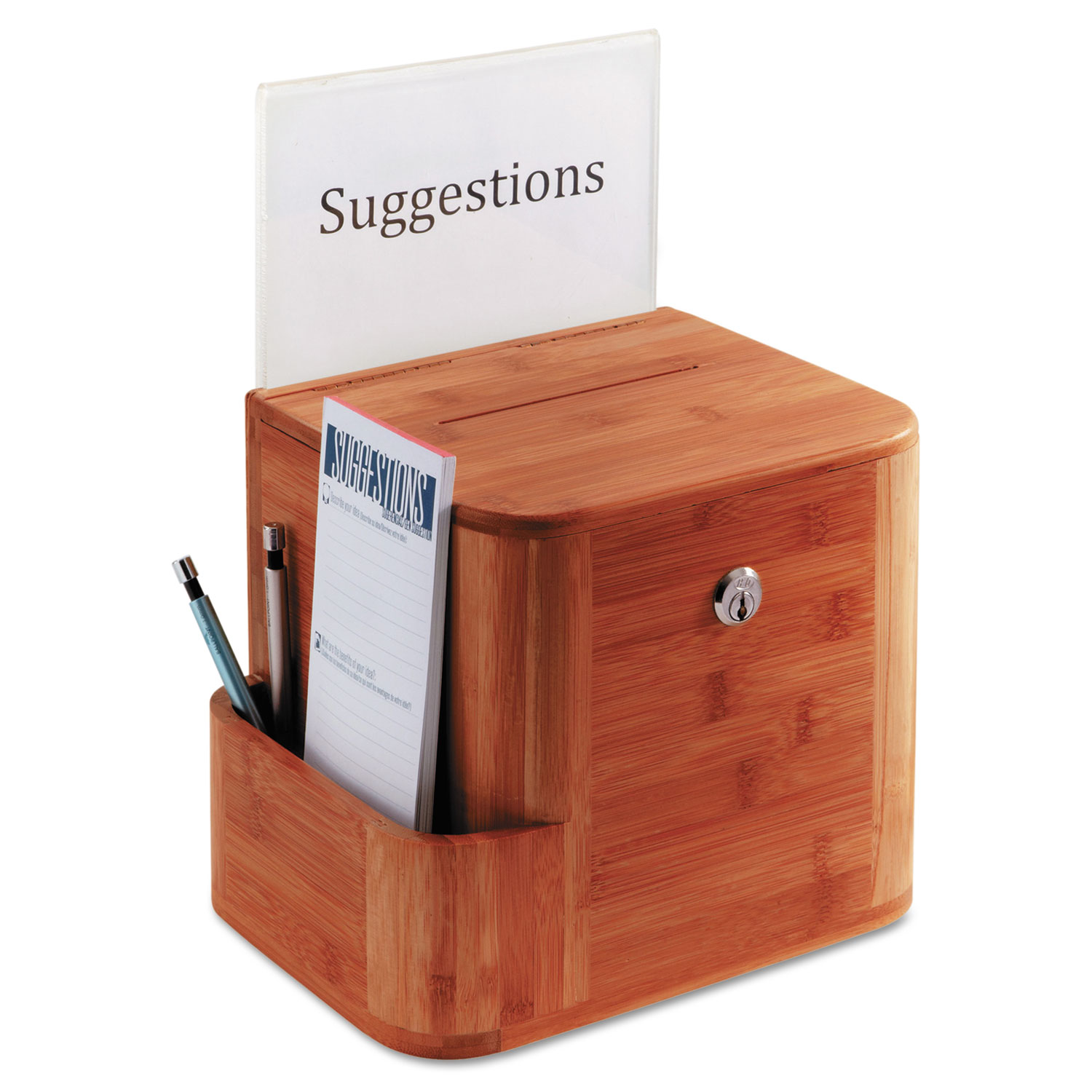 Bamboo Suggestion Boxes, 10 x 8 x 14, Cherry Pointer Office Products