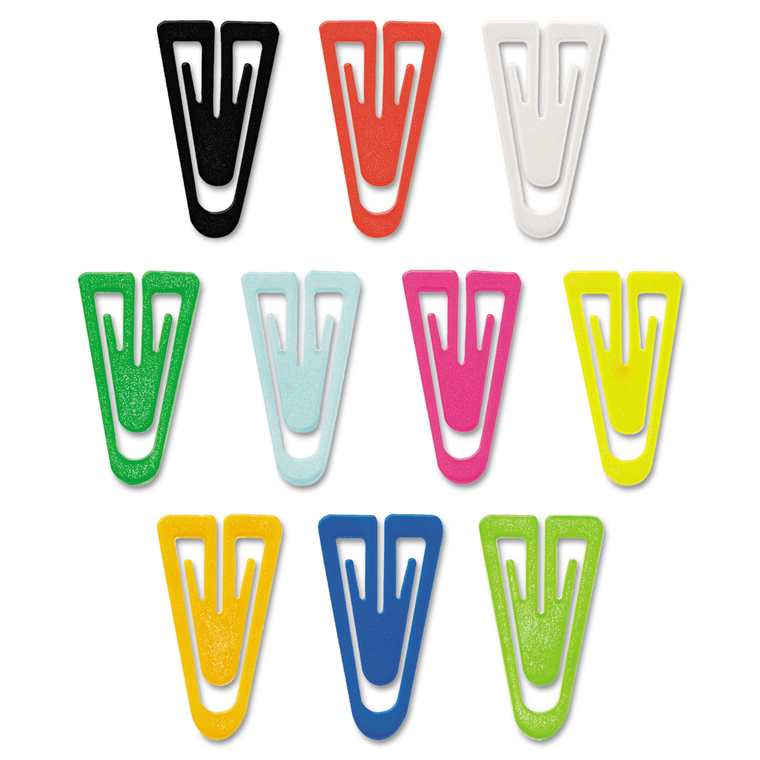 Plastic Paper Clips, Large, Smooth, Assorted Colors, 200/Box Best