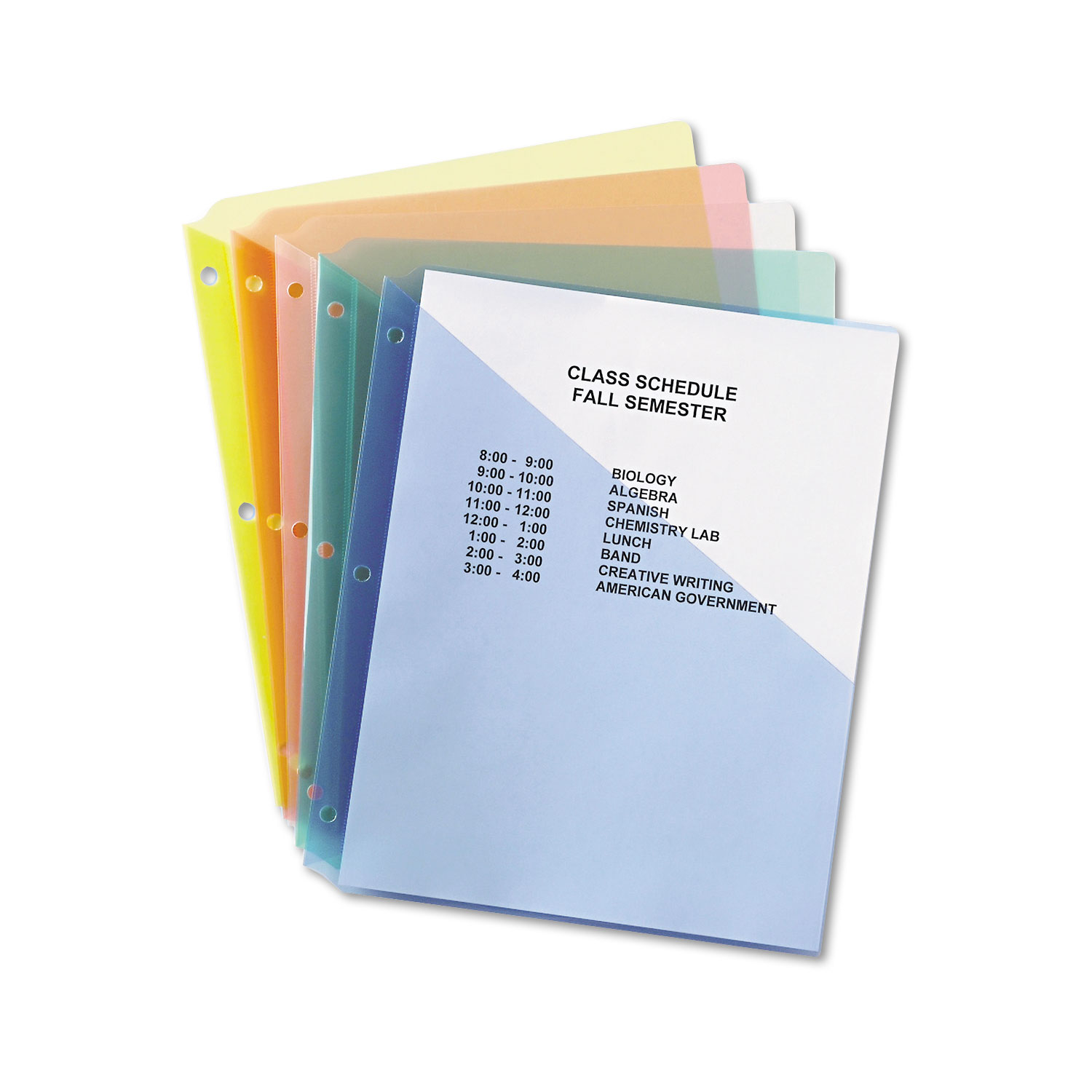 Avery® Binder Pockets, 3Hole Punched, 9 1/4 x 11, Assorted Colors, 5