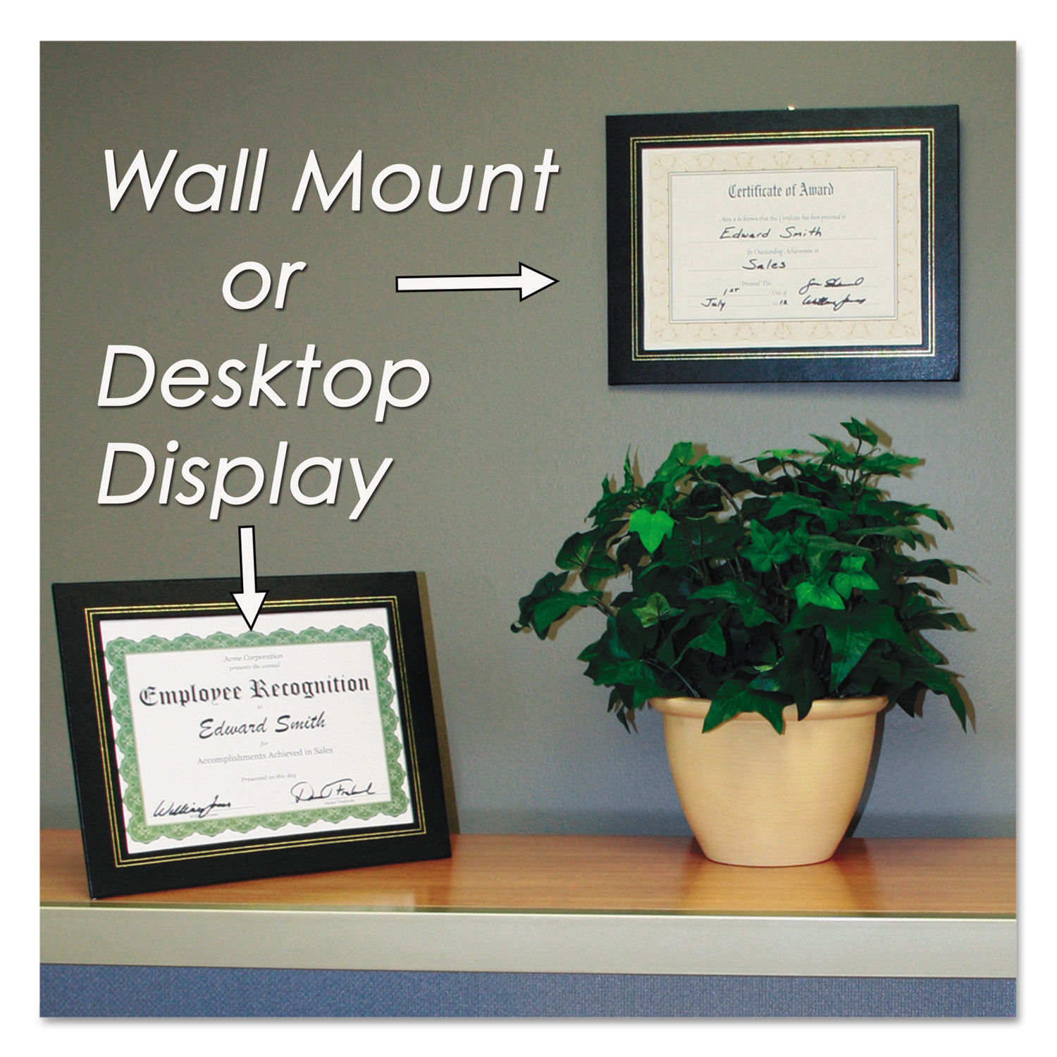 Leatherette Document Frame, 8.5 x 11, Black, Pack of Two Office