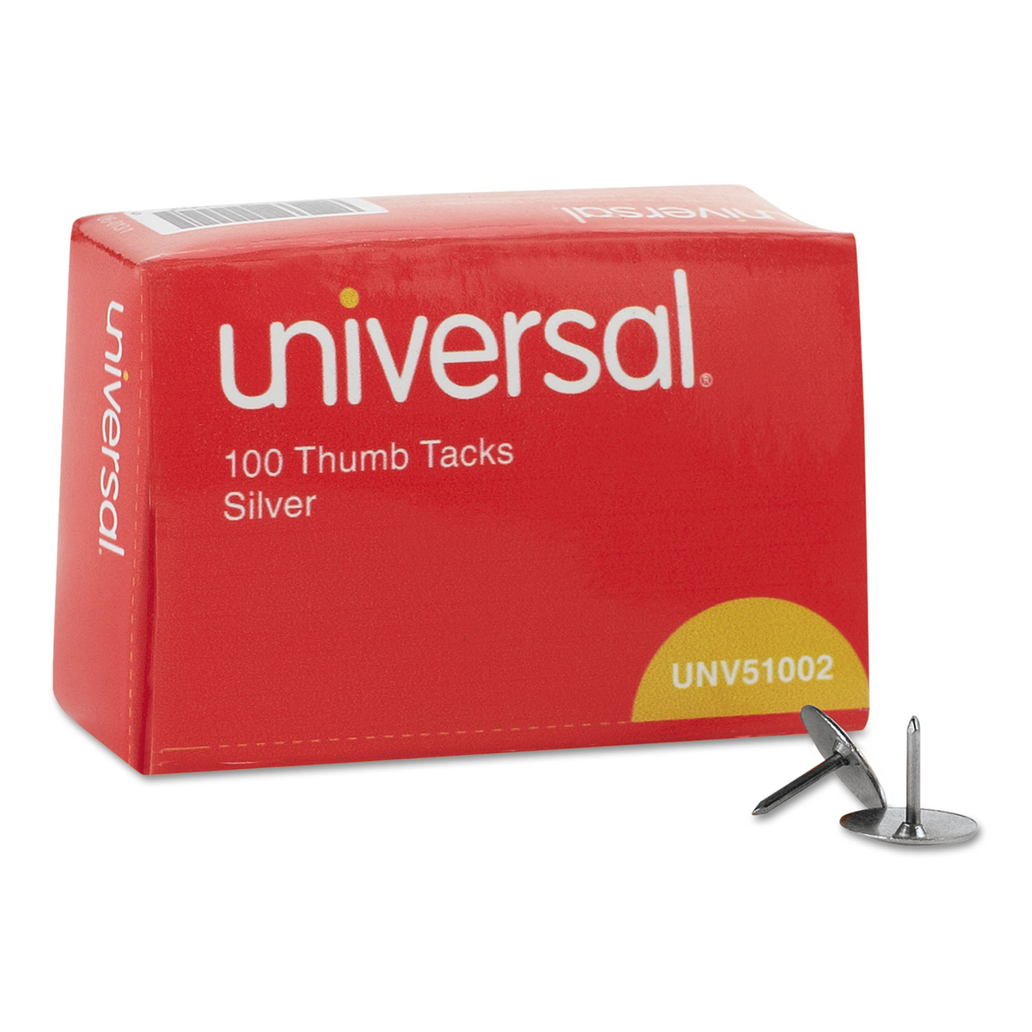 Thumb Tacks, Steel, Silver, 5/16″, 100/Box