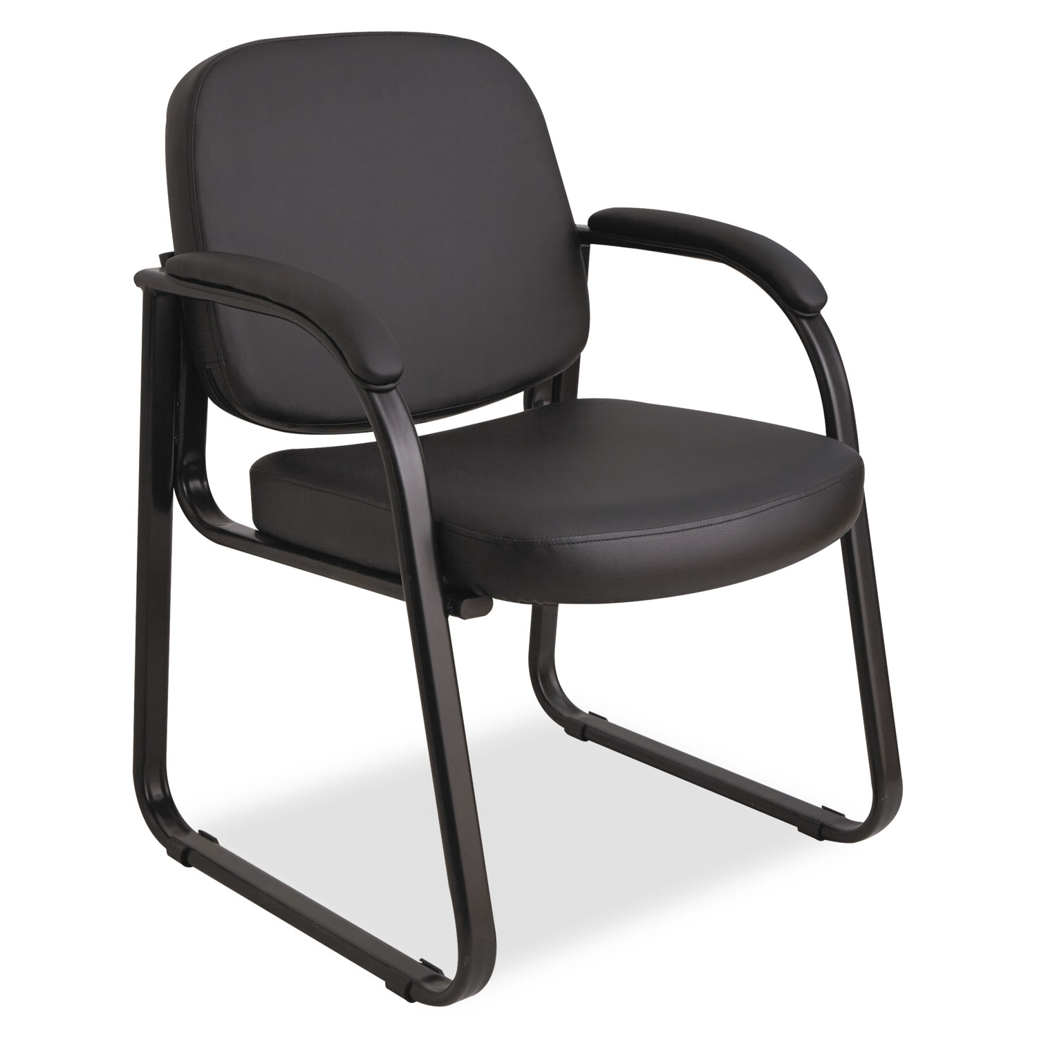 Alera Genaro Series Guest Chair Black Leather Sled Base ALERL43C16 Alera&reg; Genaro Series Sled Base Guest Chair Zuma