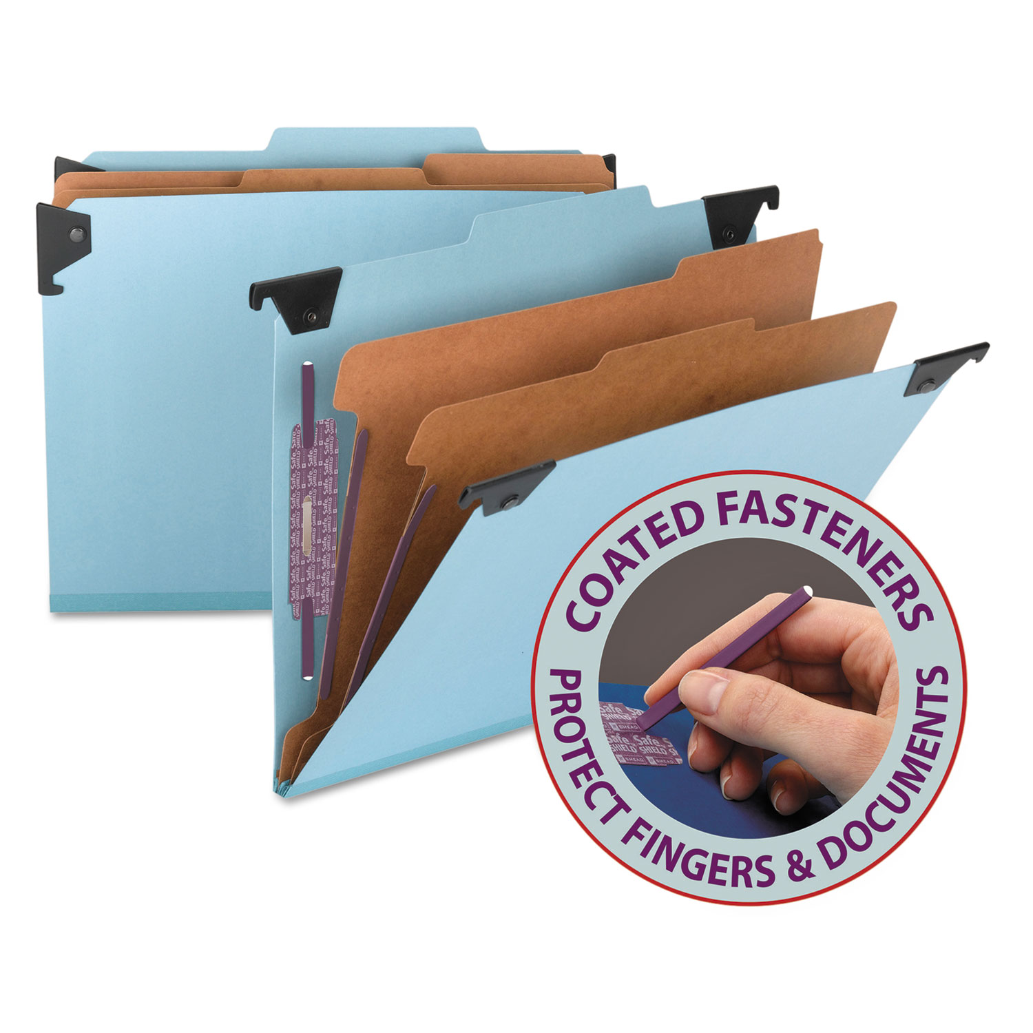 FasTab Hanging Pressboard Classification Folders, 2 Dividers, Letter