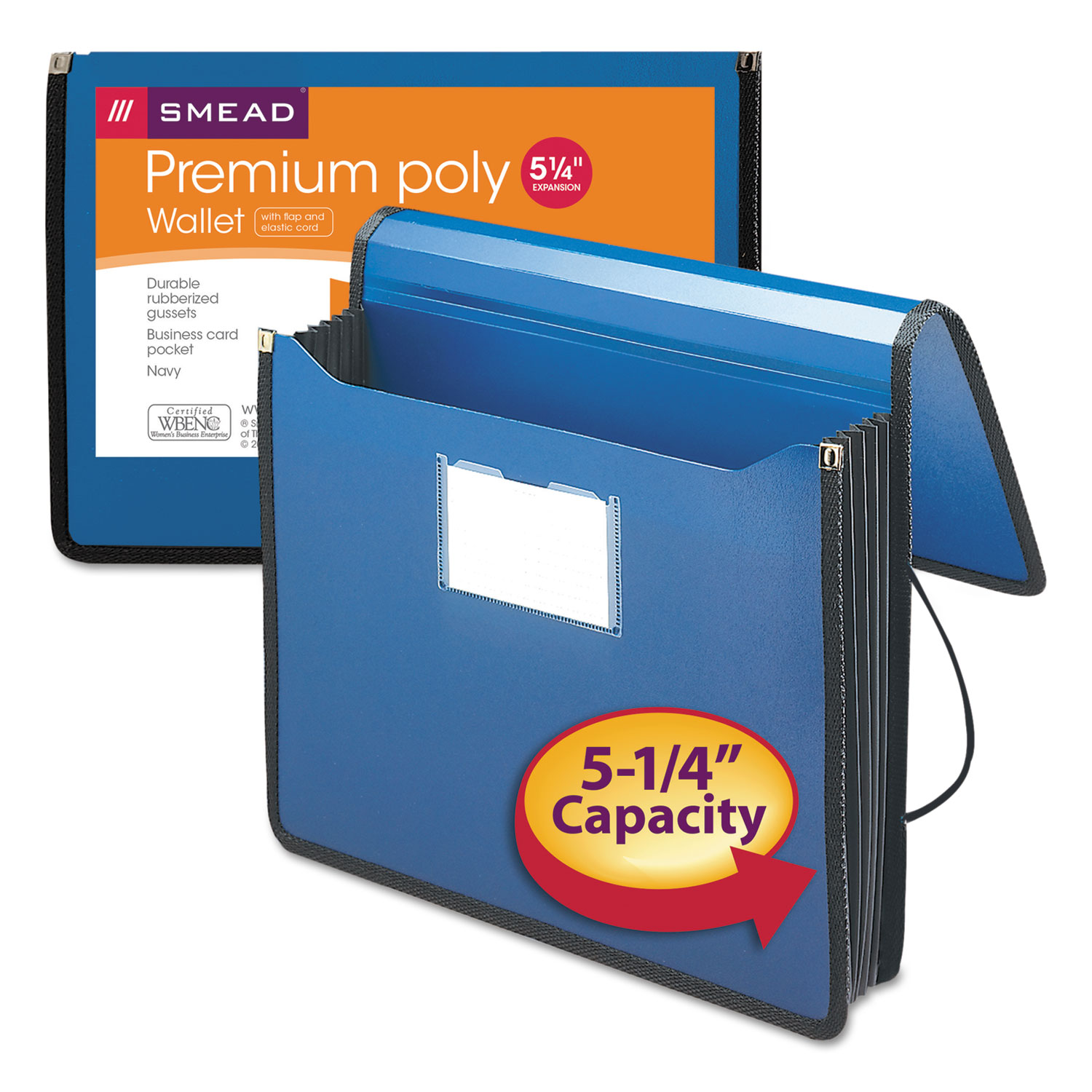 Smead™ Poly Premium Wallets, 5.25" Expansion, 1 Section, Elastic Cord