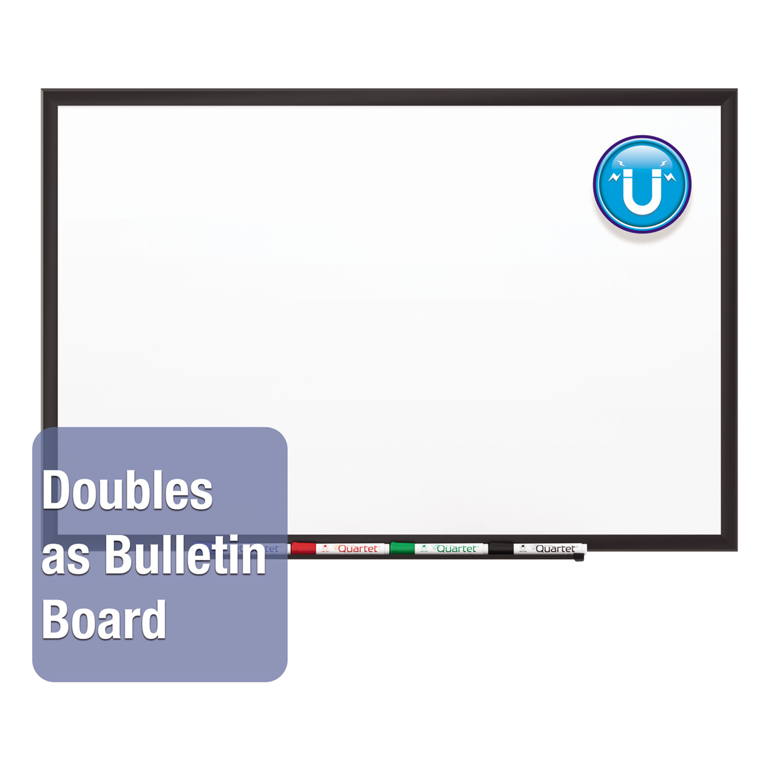 Quartet® Classic Porcelain Whiteboard, 60 x 36, Black Aluminum Frame National