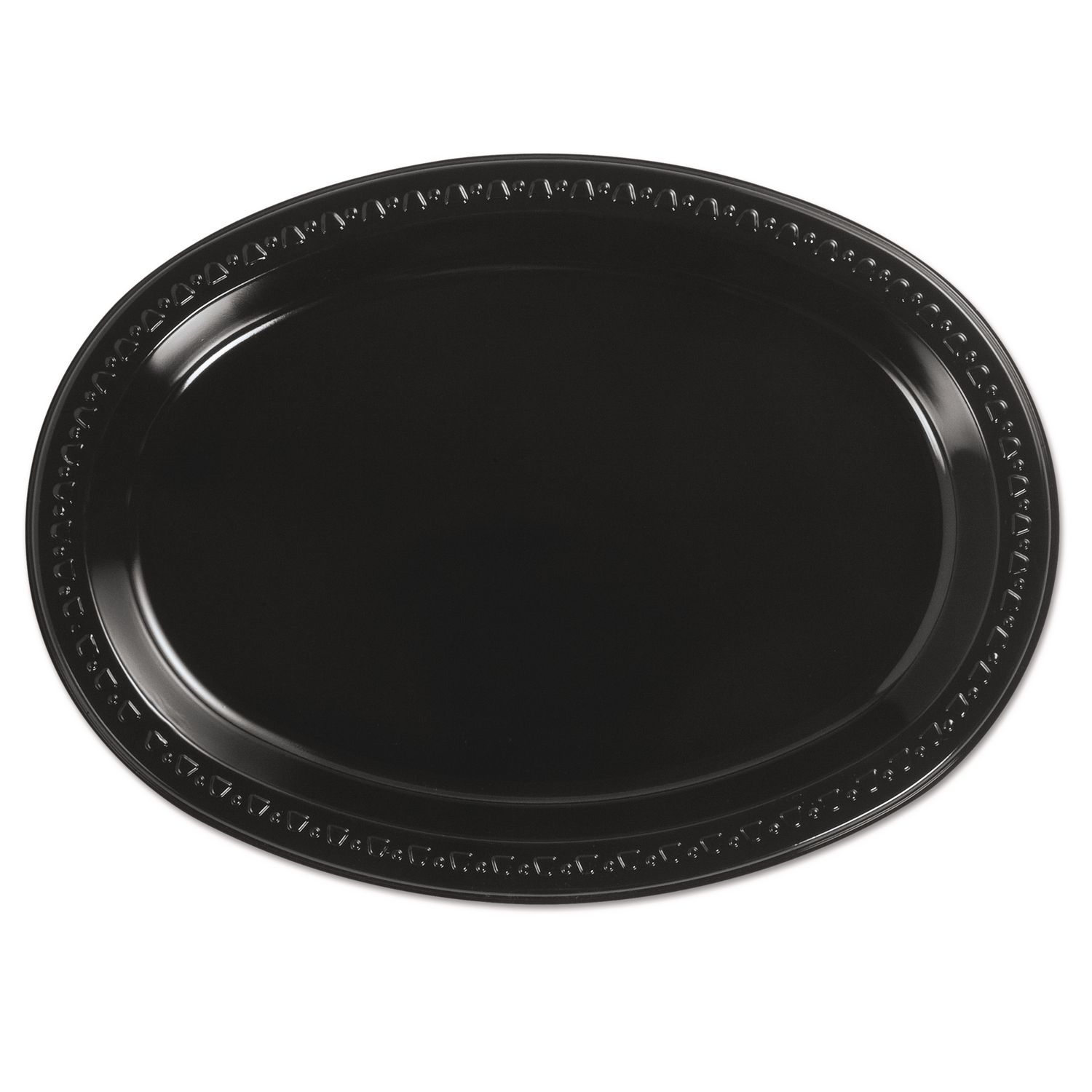 Heavyweight Plastic Platters, 8 x 11, Black, 125/Bag, 4 Bag/Carton Zerbee