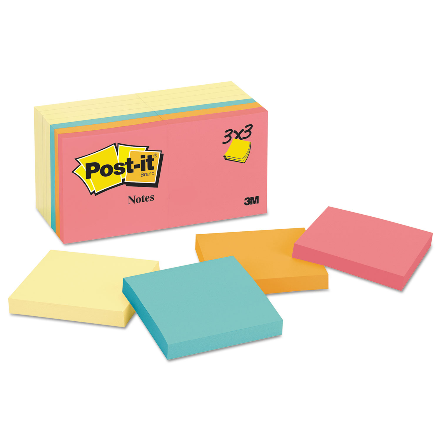 Original Pads Assorted Value Pack, 3 x 3, (8) Canary Yellow, (6) Poptimistic Collection Colors