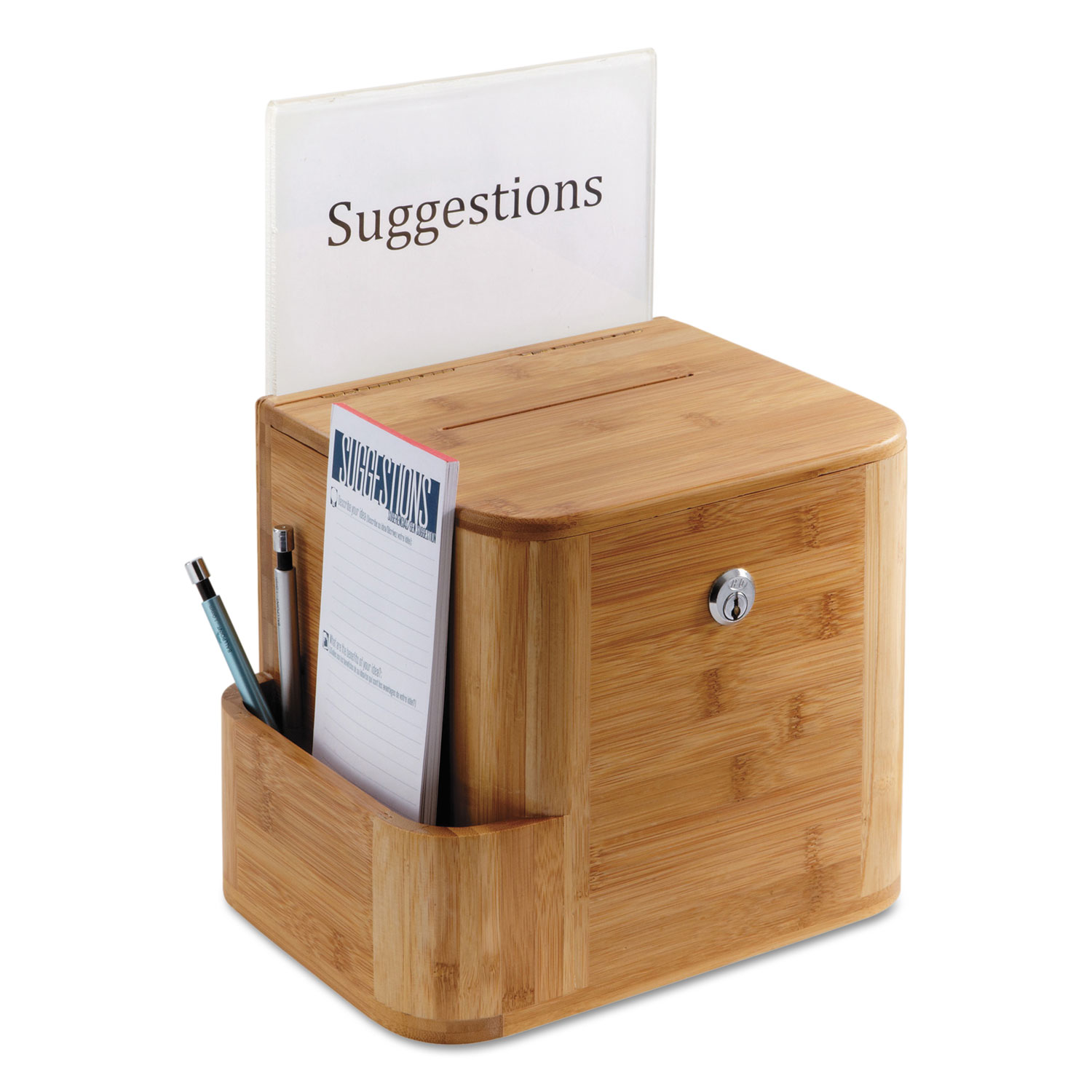 Safco® Bamboo Suggestion Boxes, 10 x 8 x 14, Natural SESUCO