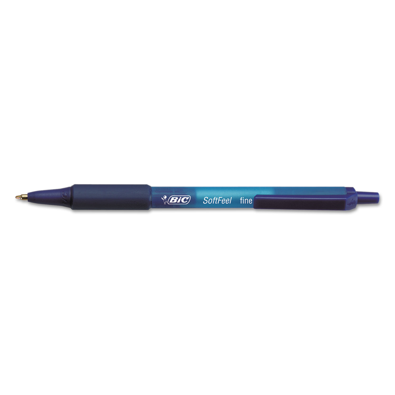 BIC® Soft Feel Retractable Ballpoint Pen, Blue Ink, .8mm, Fine, Dozen
