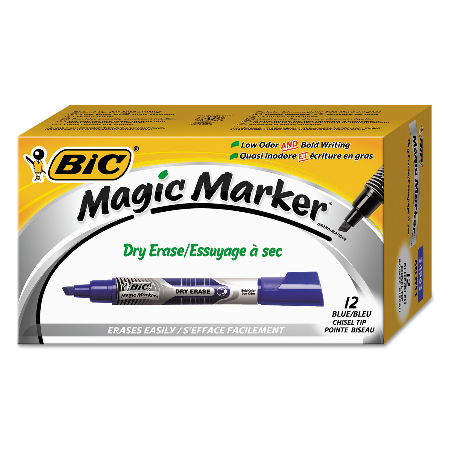 BIC® Magic Marker Low Odor & Bold Writing Dry Erase Marker, Chisel