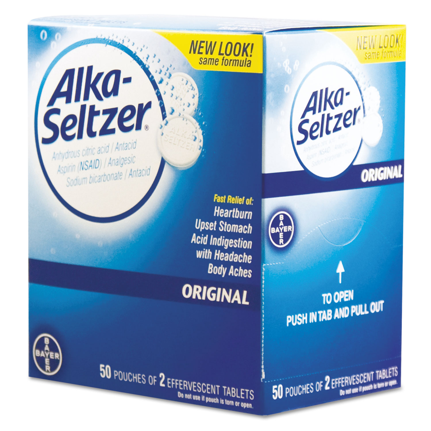AlkaSeltzer® Antacid and Pain Relief Medicine, TwoPack, 50 Packs/Box