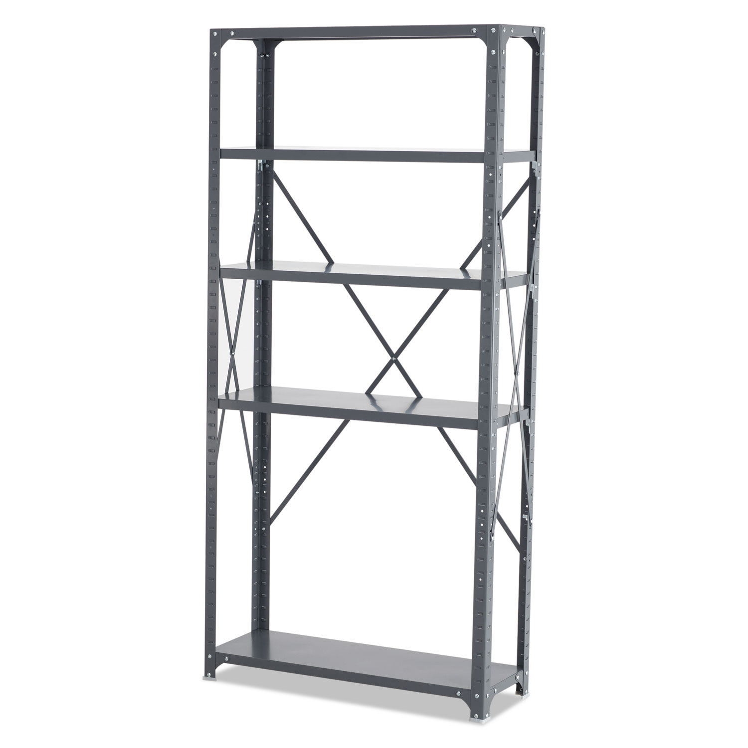 Commercial Steel Shelving Unit, FiveShelf, 36w x 12d x 75h, Dark Gray