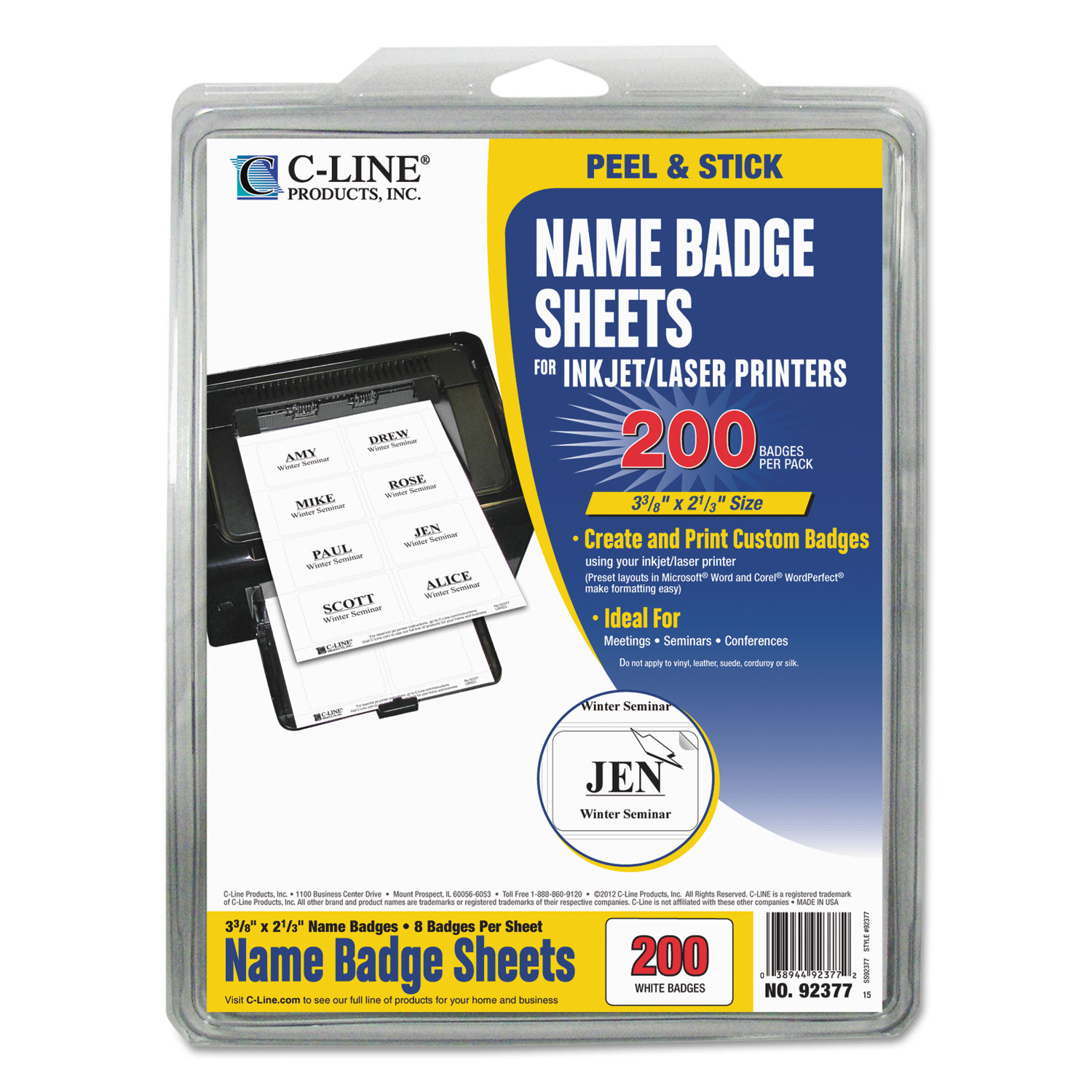 Laser Printer Name Badges by CLine® CLI92377