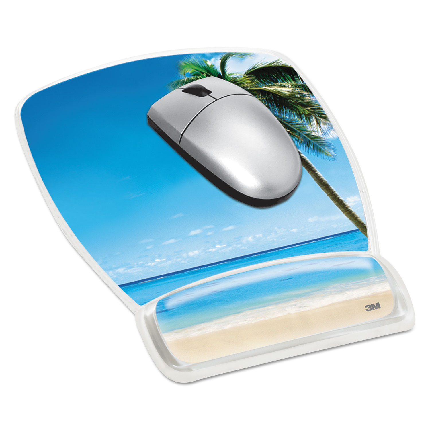3M™ Fun Design Clear Gel Mouse Pad Wrist Rest, 6 4/5 x 8 3/5 x 3/4