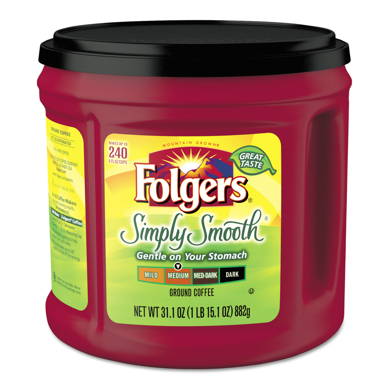 Folgers® Coffee, Simply Smooth, 31.1 oz Canister, 6/Carton National