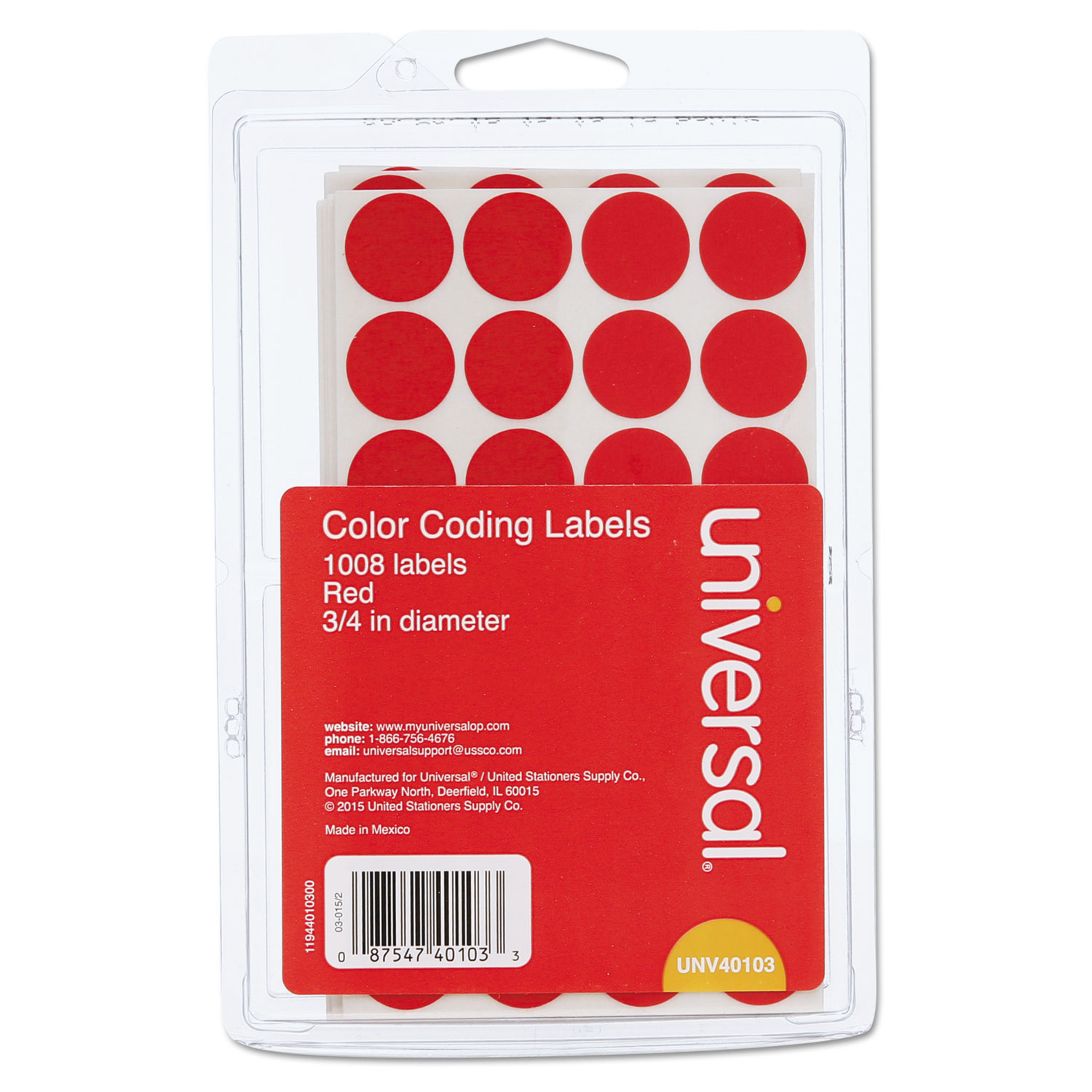 SelfAdhesive Removable ColorCoding Labels by Universal® UNV40103