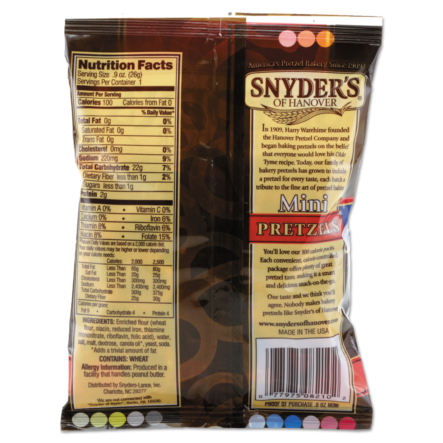 Mini Pretzels, Original, 0.9 oz Bags, 60/Carton BOSS Office and