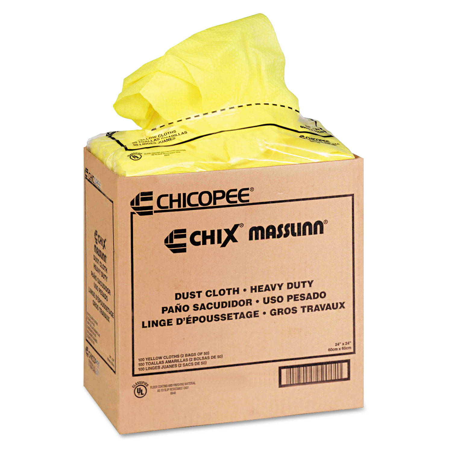Masslinn Dust Cloths, 24 x 24, Yellow, 50/Bag, 2 Bags/Carton JAD