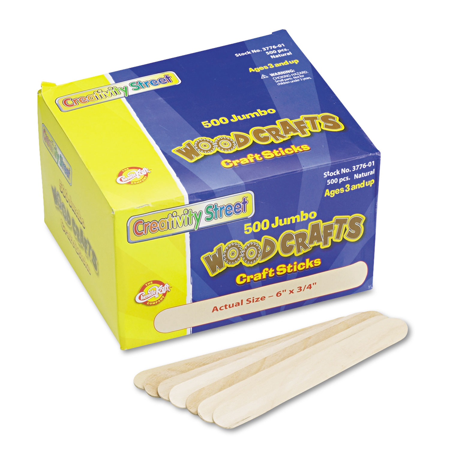 Natural Wood Craft Sticks, 6" x 0.75", Natural, 500/Box Reparto