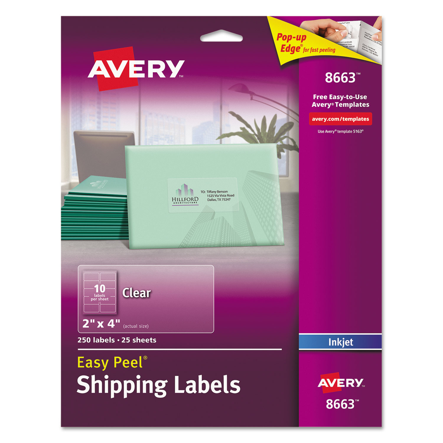 Matte Clear Easy Peel Mailing Labels w/ Sure Feed Technology, Inkjet