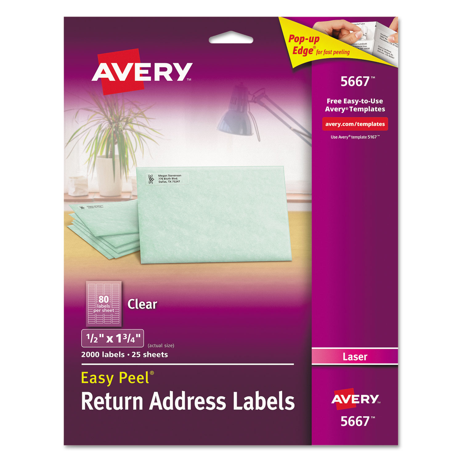 Matte Clear Easy Peel Mailing Labels w/ Sure Feed Technology, Laser