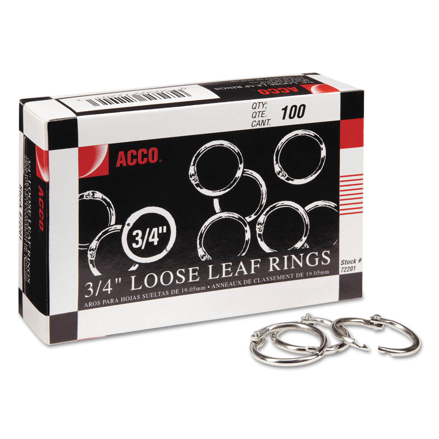 Metal Book Rings, 0.75" Diameter, 100/Box Reparto