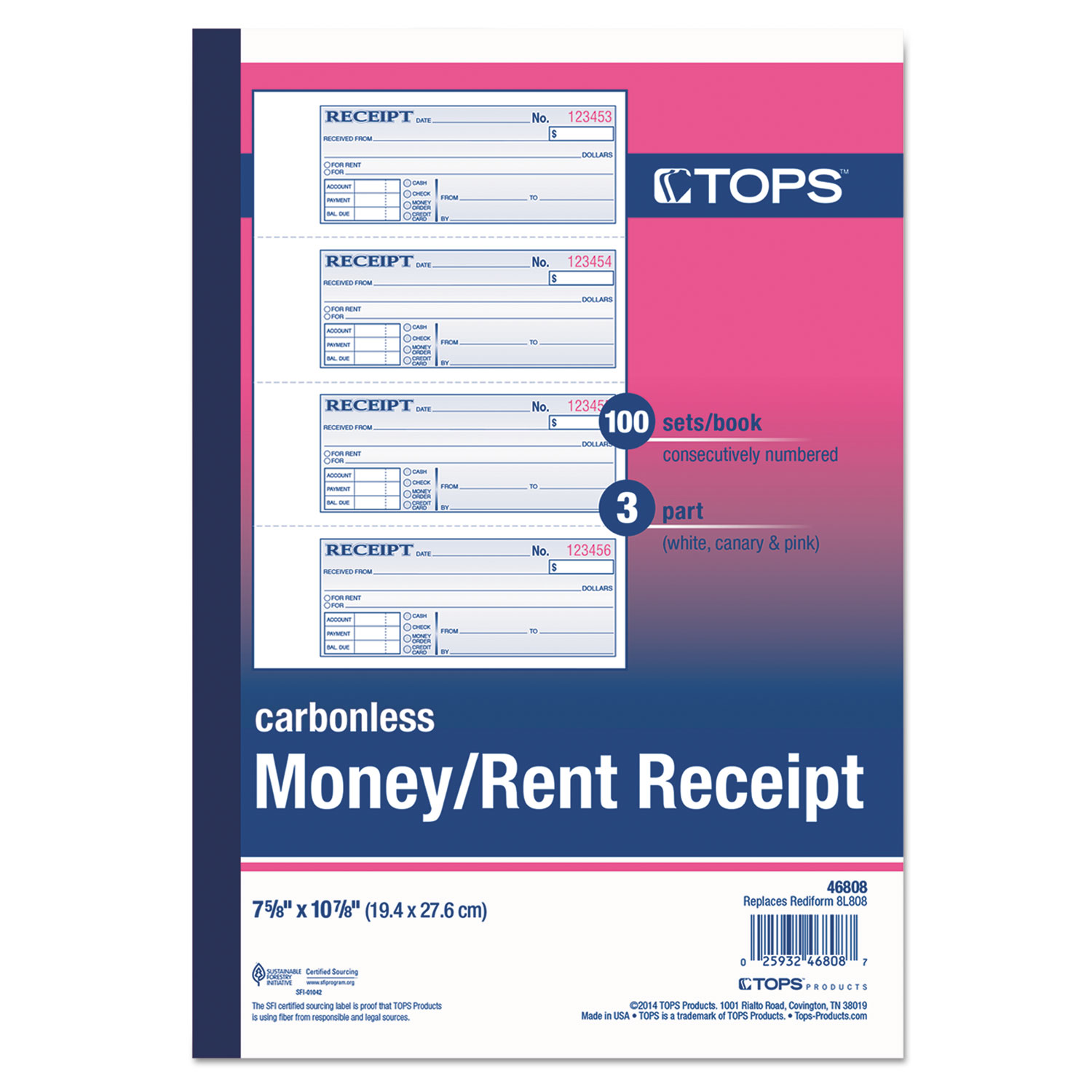 Money/Rent Receipt Books by TOPS™ TOP46808