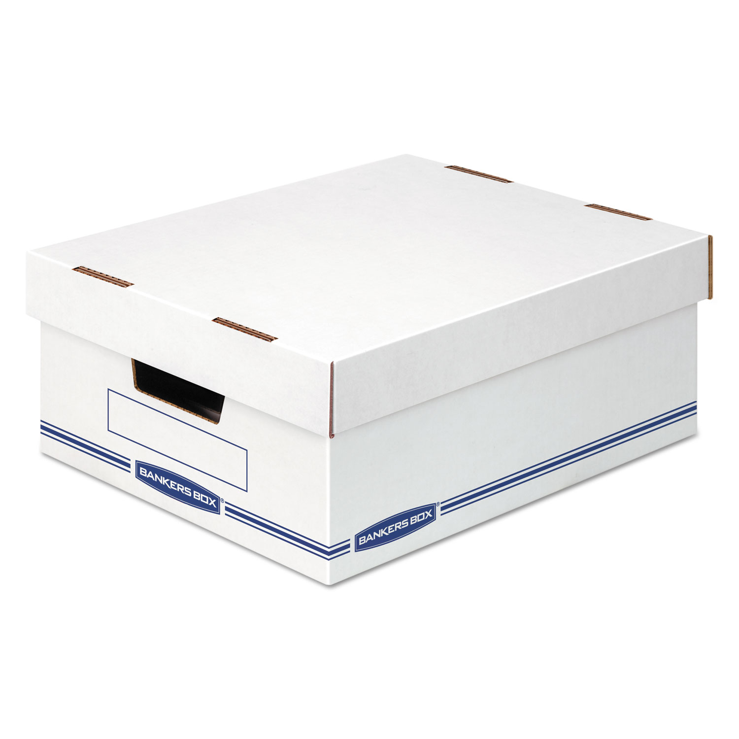 Organizer Storage Boxes, Large, 12.75" x 16.5" x 6.5", White/Blue, 12