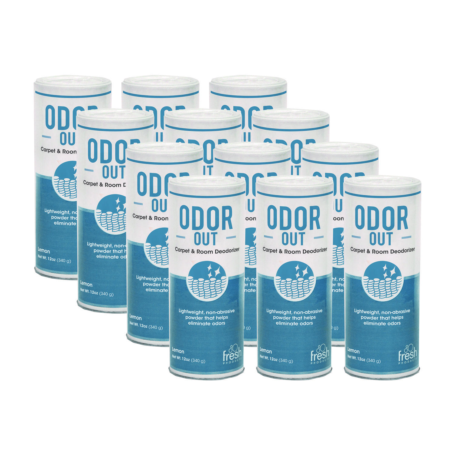 OdorOut Rug/Room Deodorant, Lemon, 12 oz Shaker Can, 12/Box JAD
