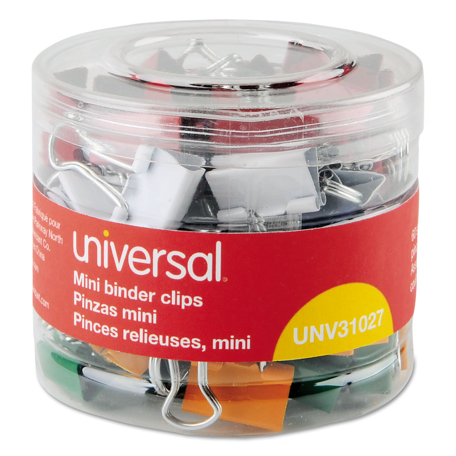 Universal® Mini Binder Clips, 1/4" Capacity, 1/2" Wide, Assorted Colors
