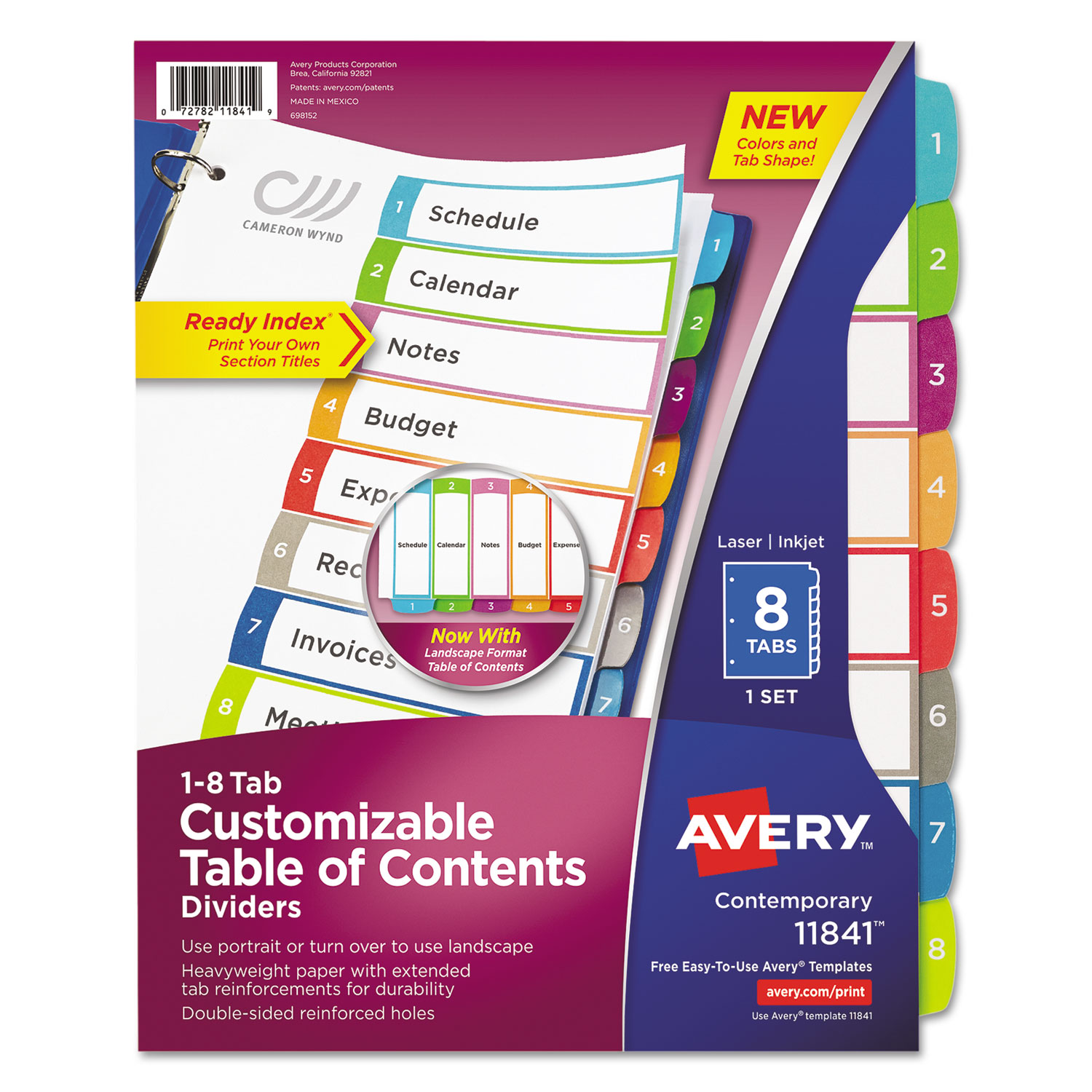 Avery Customizable TOC Ready Index Multicolor Dividers, 18, Letter