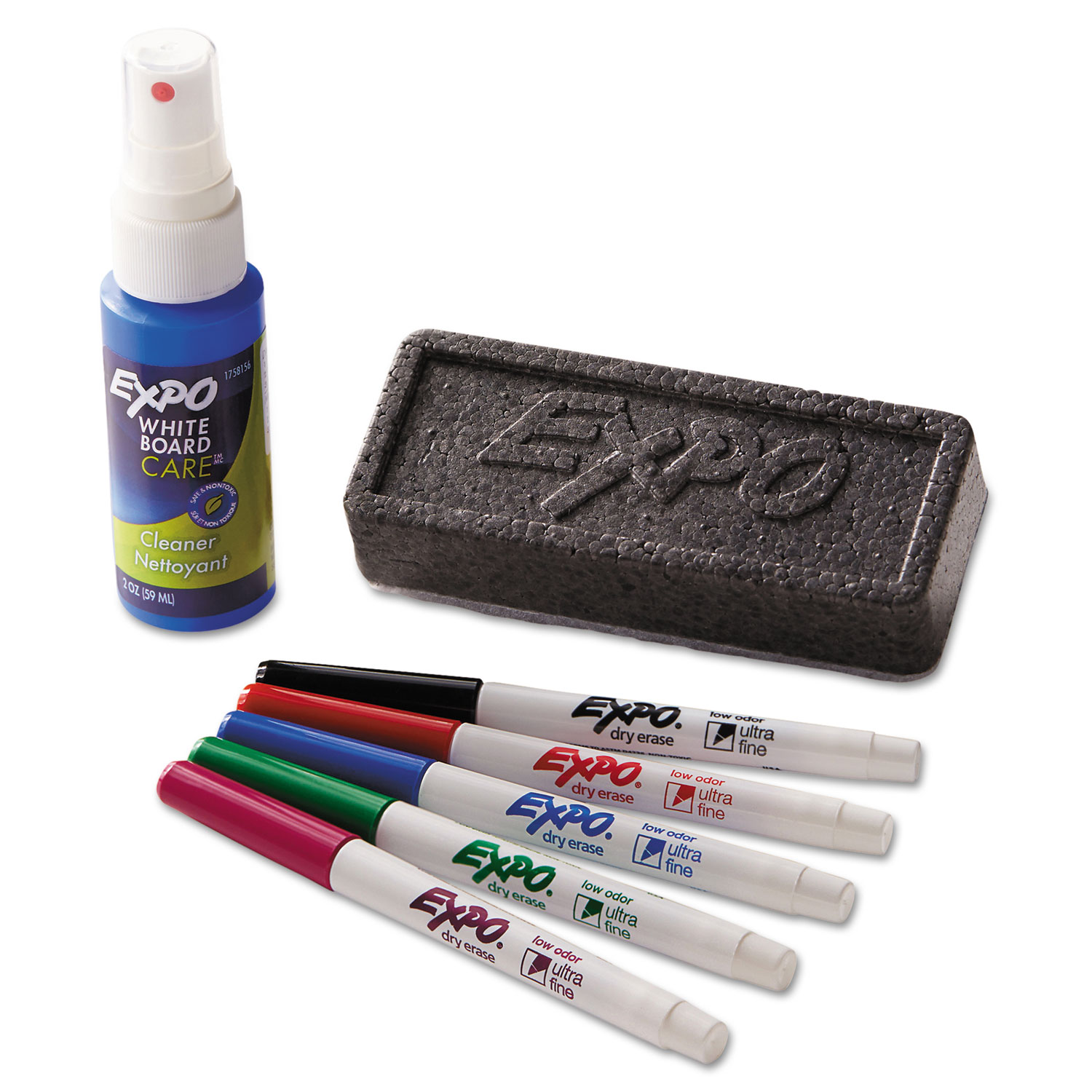 LowOdor Dry Erase Marker Starter Set, ExtraFine Needle Tip, Assorted