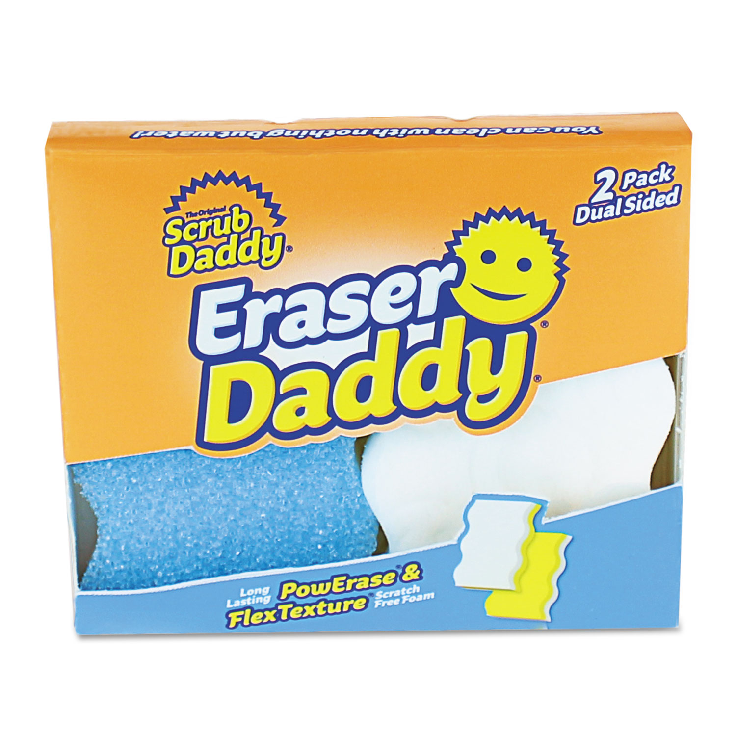 Scrub Daddy® Eraser Daddy Scrubber, Assorted, 5.563" x 5.313" x 0.938", 2/Pack National