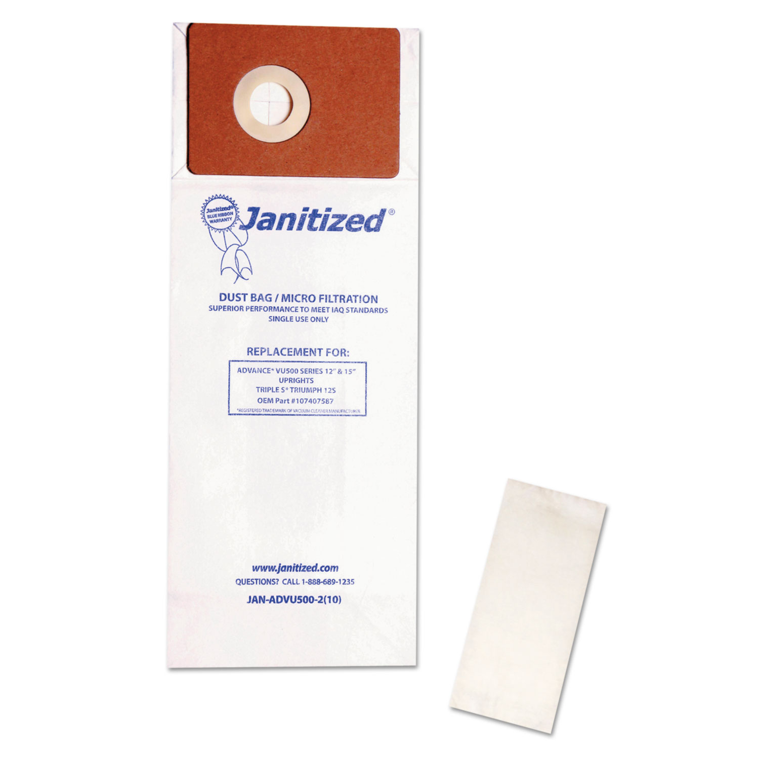 Janitized® Vacuum Filter Bags Designed to Fit Advance VU500/Triple S