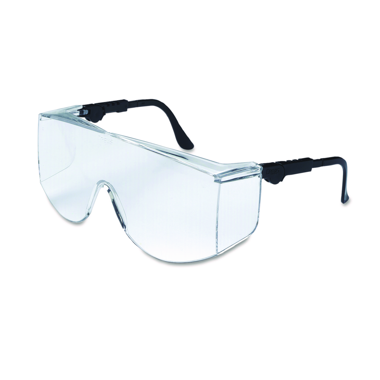 Wraparound Safety Glasses, Black Frames, Clear Lenses Reparto