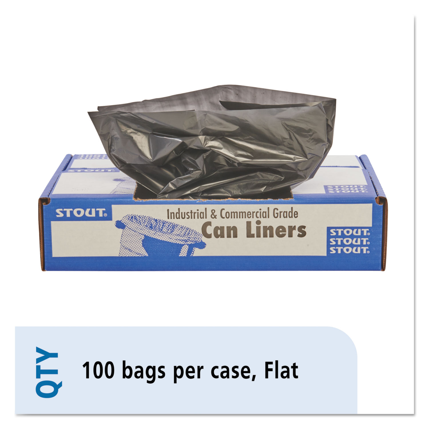 Total Recycled Content Plastic Trash Bags, 45 gal, 1.5 mil, 40" x 48