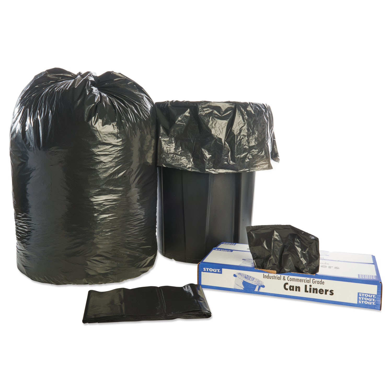 STOT5051B15 Stout 100 Recycled Plastic Garbage Bags Zuma