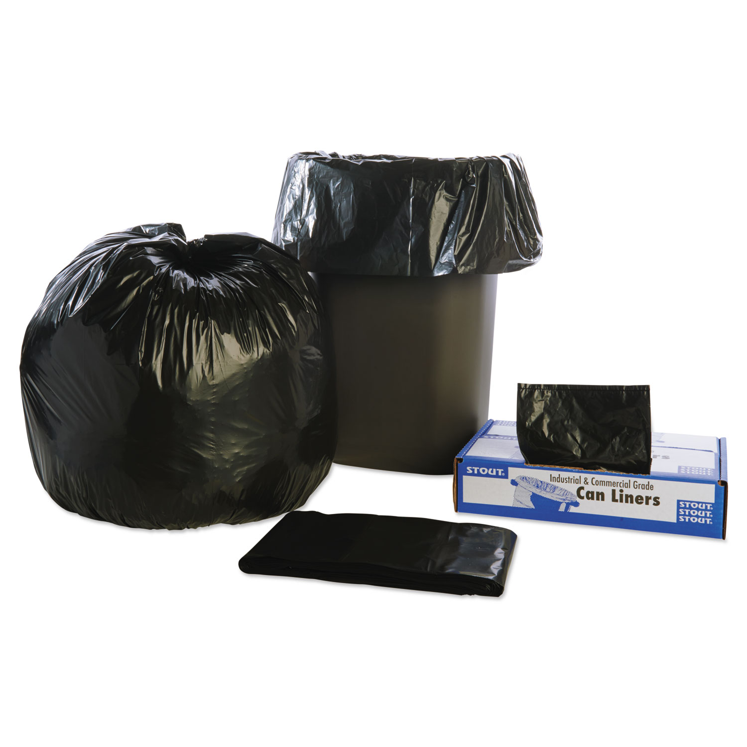 Total Recycled Content Plastic Trash Bags, 30 gal, 1.3 mil, 30" x 39