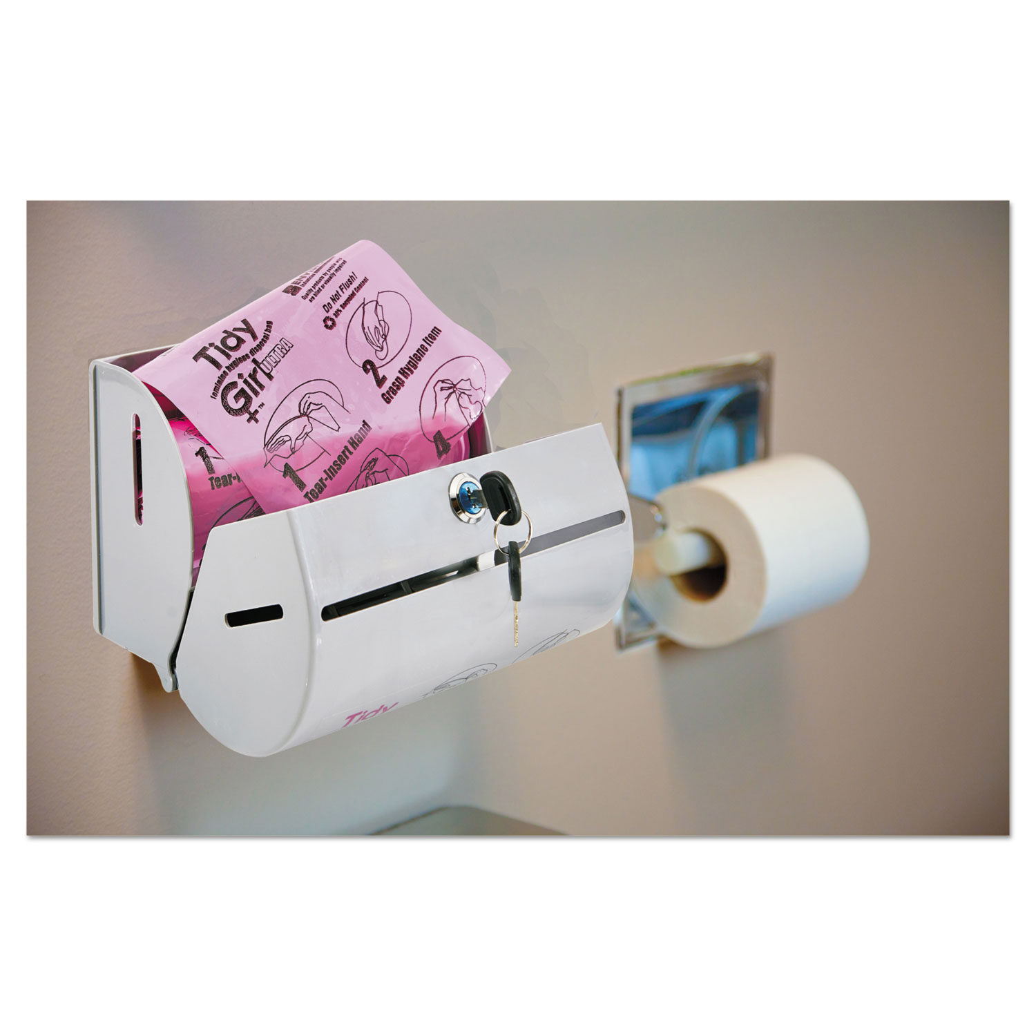 Plastic Feminine Hygiene Disposal Bag Dispenser, Gray Zerbee