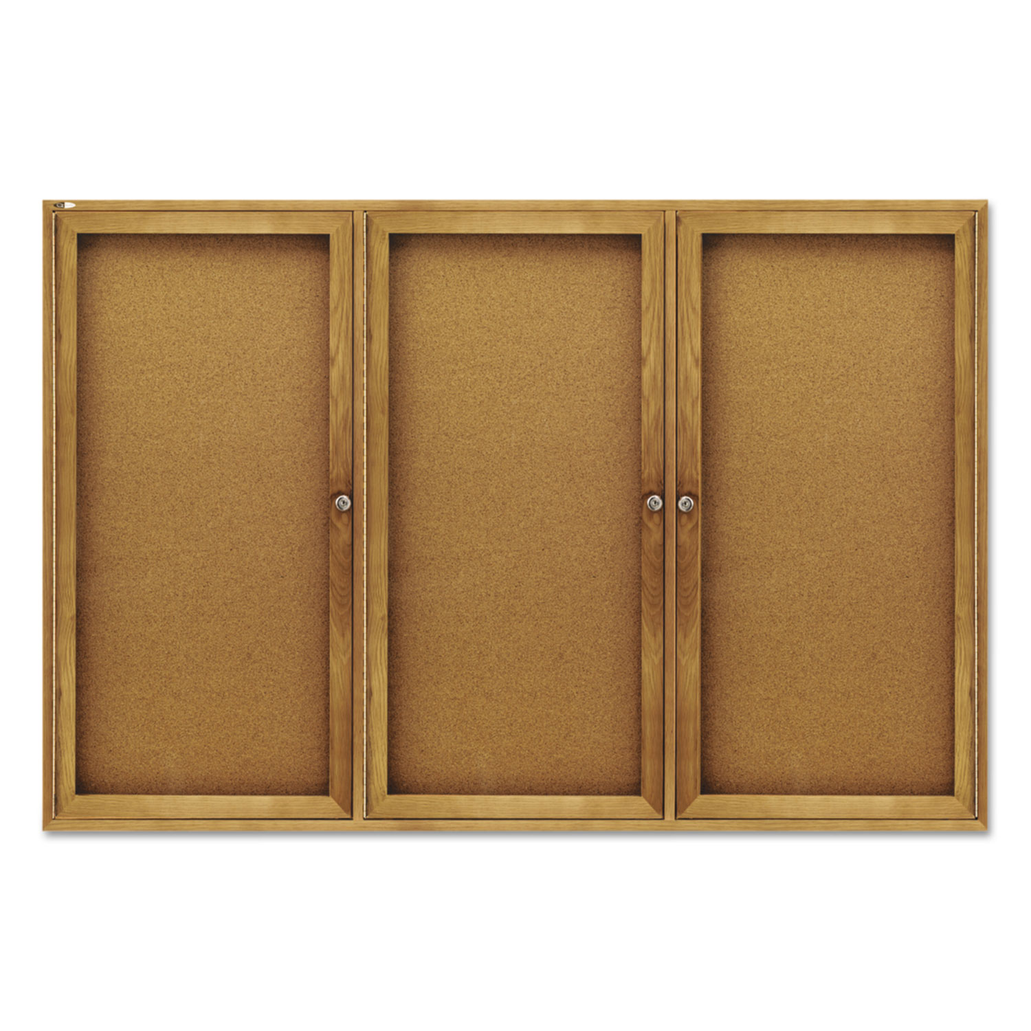 Quartet® Enclosed Bulletin Board, Natural Cork/Fiberboard, 72 x 48, Oak