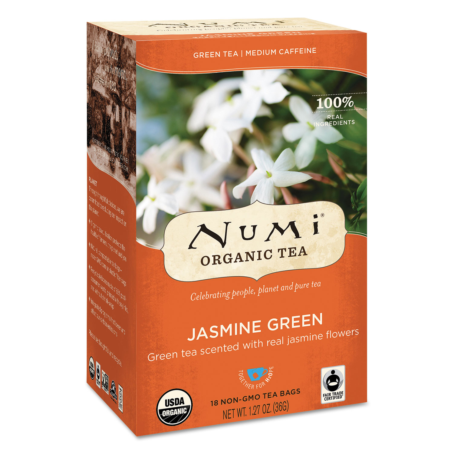 Numi® Organic Teas and Teasans, 1.27oz, Jasmine Green, 18/Box