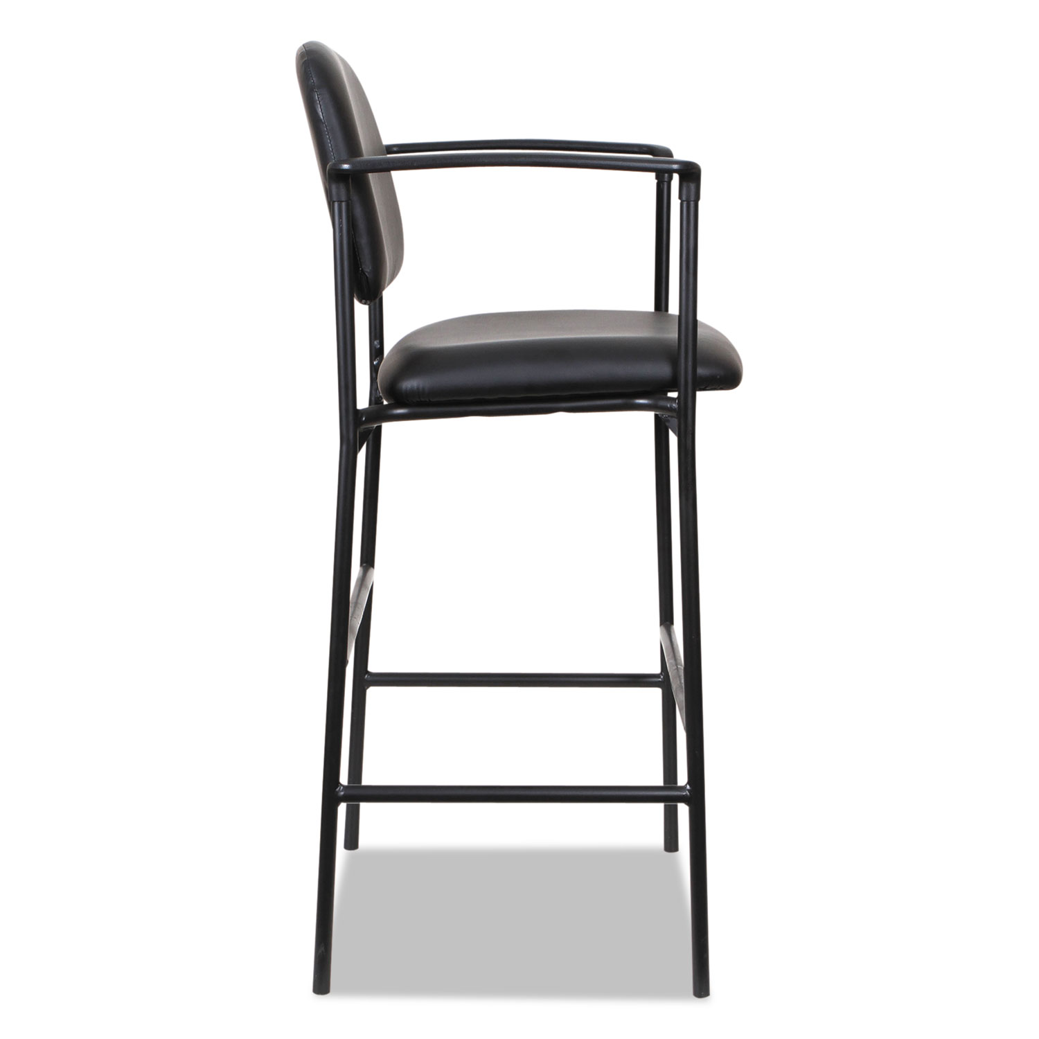 Alera® Sorrento Series Stool, Black, Faux Leather, with Arms, 2 per
