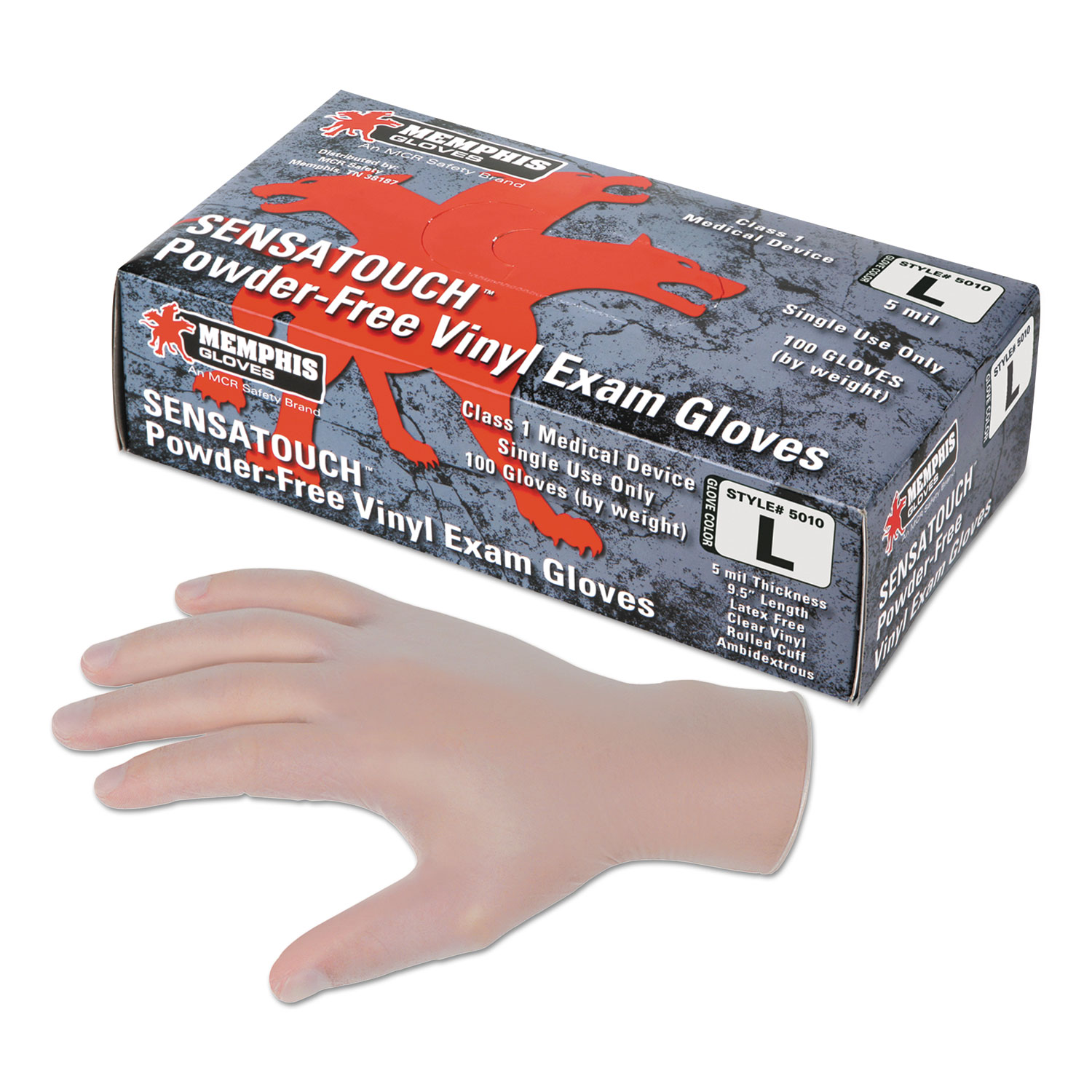 Sensatouch Clear Vinyl Disposable Medical Grade Gloves, Medium, 100/BX, 10 BX/CT Zuma