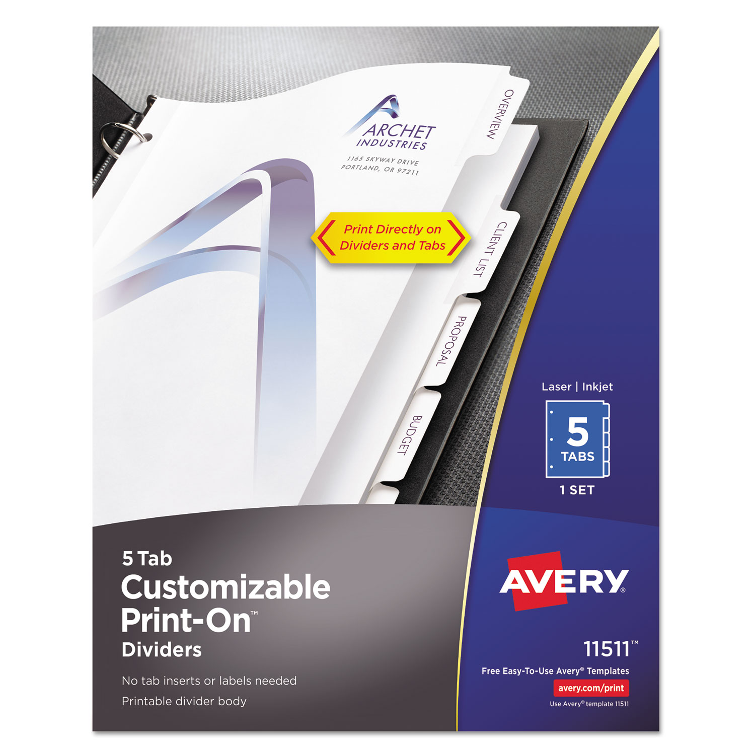 Customizable PrintOn Dividers, 5Tab, Letter Office Supply Wholesalers