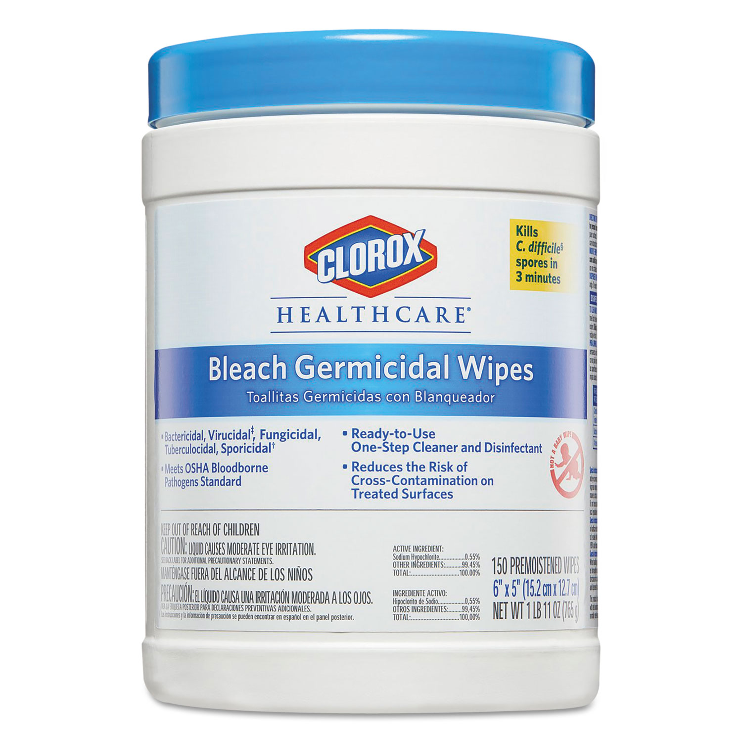 Bleach Germicidal Wipes by Clorox® Healthcare® CLO30577CT