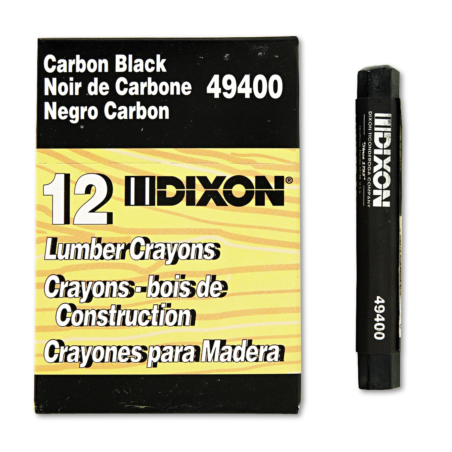 Lumber Crayons, 4 1/2 x 1/2, Carbon Black, Dozen Zerbee